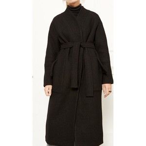 Ashe Ada Sheveleva  Black Long Wool Coat Max Mara Style Size S